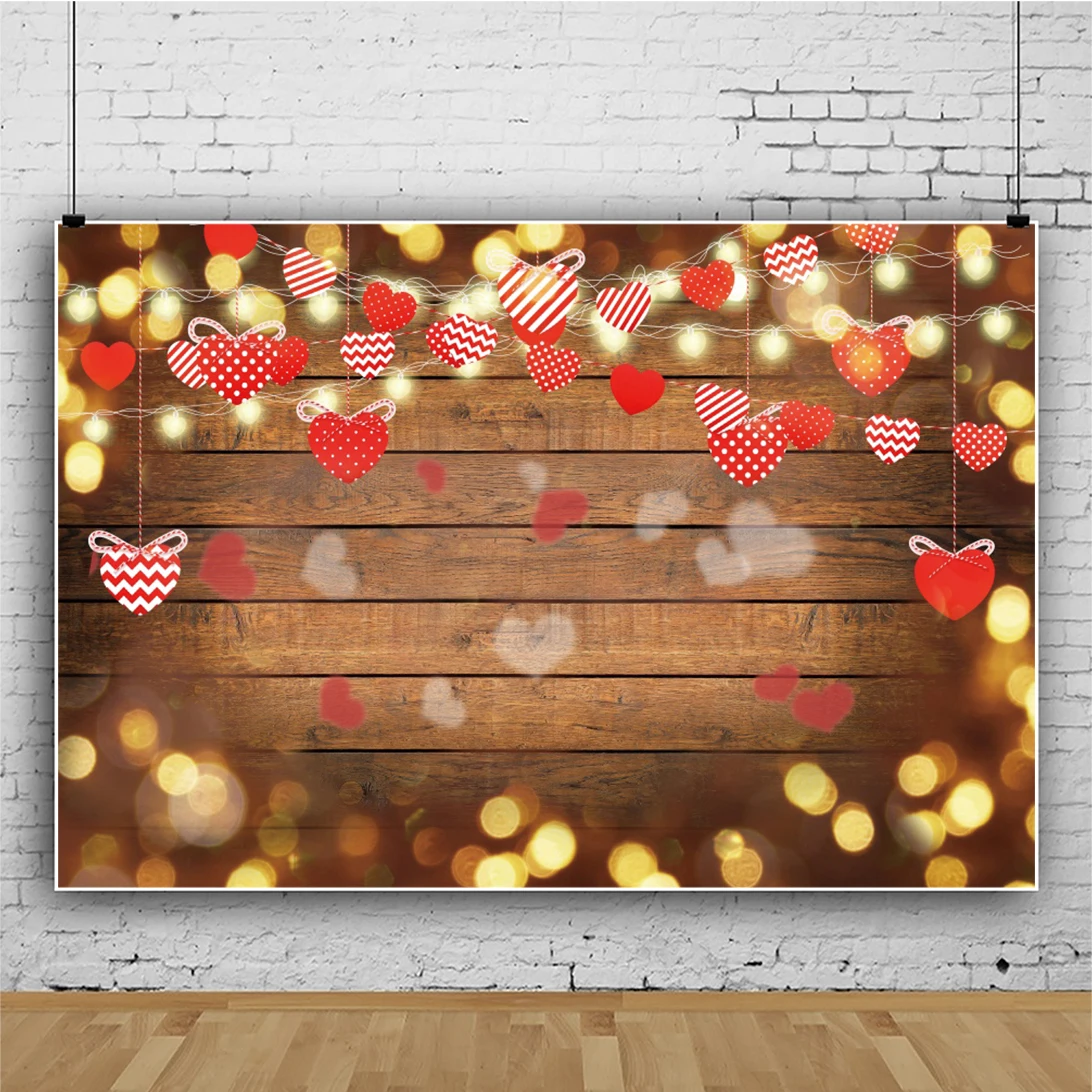 Photo Backdrops Old Planks Wood Board Happy Valentine's Sweet Love Heart Polka Dots Baby Newborn Photo Background Photo Studio