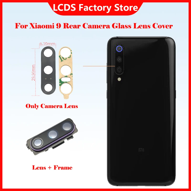 Original Rear Camera Glass Lens Cover With Frame Holder with Sticker Replacement Spare Parts For Xiaomi Mi9 Mi 9 M1902F1G