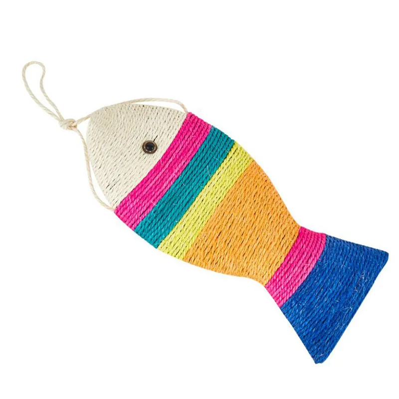 Colorful Pet Cat Interactive Fish ShapeToy Sisal Scratching Plate Kitten Playing Chew Scratch Catch Toy