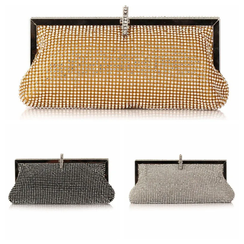 

Women's Small Square Bag Diamond-studded Evening Banquet Clutch Bag Ladies Luxury Wedding Purse Party Handbag Black Gold Silver