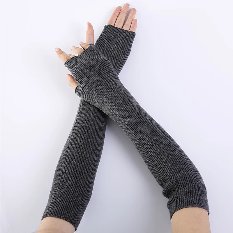 

Fingerless Knitted Mittens Unisex Fashion Soft Pure Color Male Female Knitting Cashmere Half Finger Long Gloves G-18