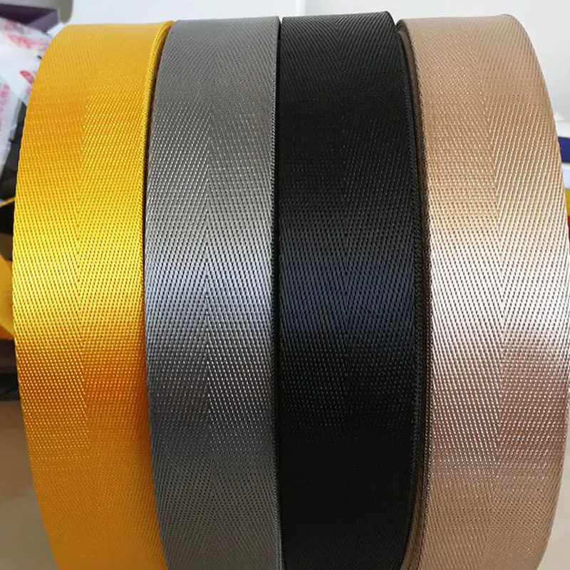 5 yards 38mm Magas minőségű Kék Elsárgul Bronzszínű szíj Nylon Szövet herringbone mintás Hátizsák Jó alakú Megvarr Olvasottság Deréköv accessor