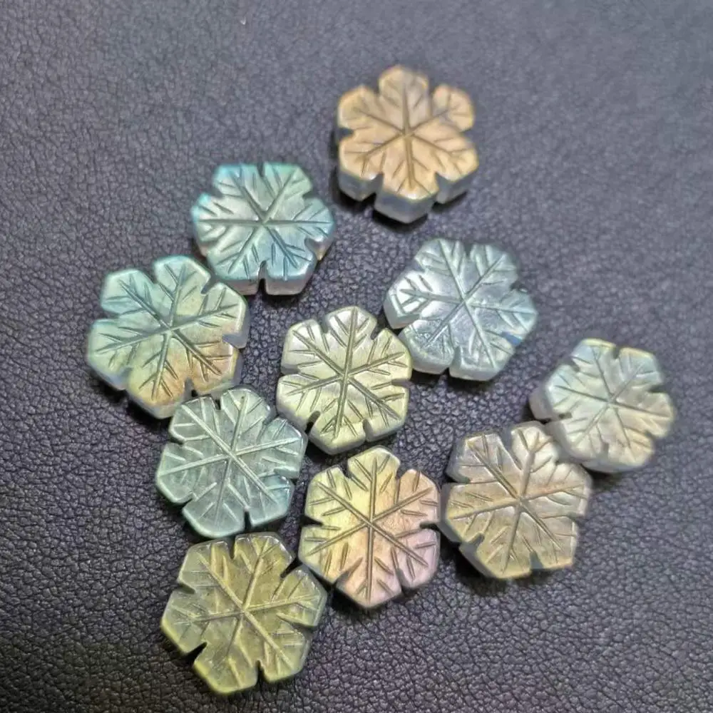 Natural flashy Labradorite snowflake shaped beads for Jewelry design