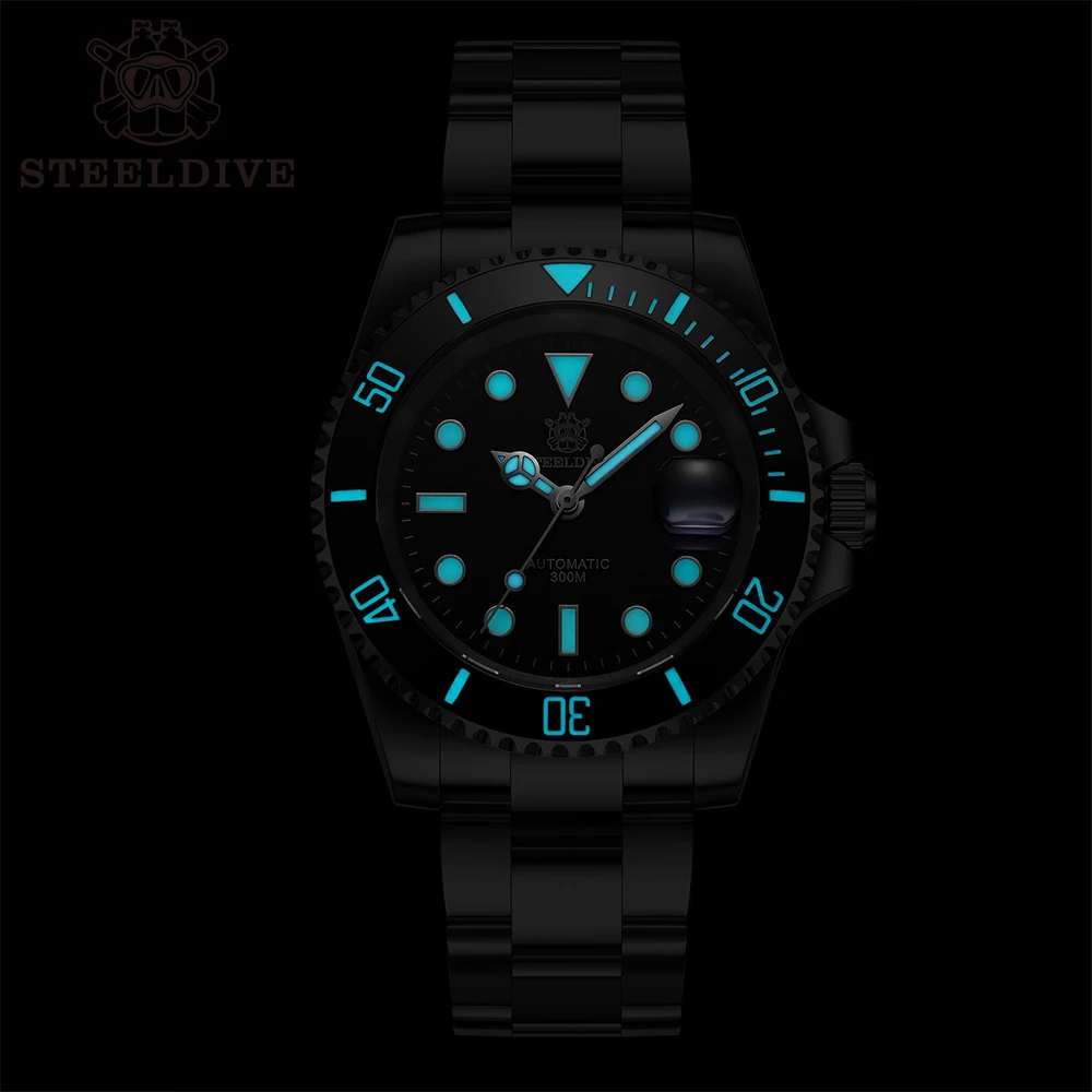 STEELDIVE SD1953 New Arrival Stainless Steel Bi-Color Dial NH35 Automatic Watch 300M Waterproof Sapphire Glass Men Dive Watches
