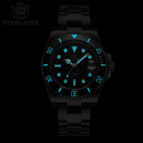 Imagen 2 del producto STEELDIVE-SD1953 para hombre, reloj automático de acero inoxidable, esfera bicolor, NH35, resistente al agua hasta 300M, cristal de zafiro, novedad