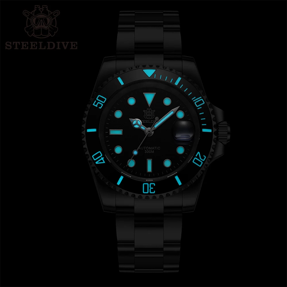 Imagem -02 - Steeldive Sd1953 Nova Chegada de Bi-color Dial Nh35 Relógio Automático 300m à Prova Impermeável Água Safira Relógios de Mergulho Aço Inoxidável