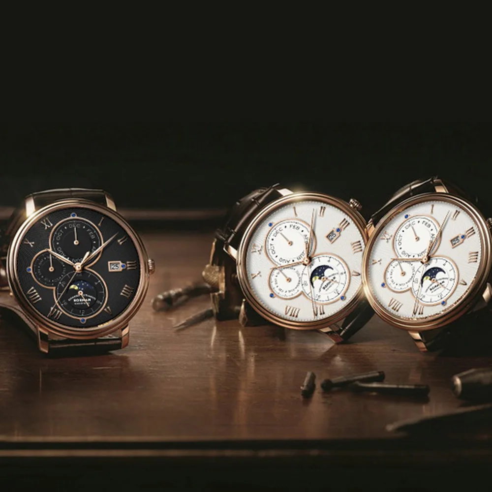 Reloj de lujo para hombre, relojes de pulsera automáticos para hombre, vestido de hombre BORMAN, reloj de pulsera mecánico, vestido impermeable, reloj de moda suiza