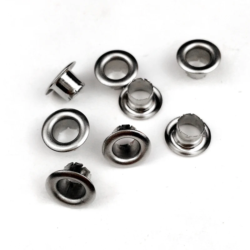 300 Sets Inner Diameter  4.mm Silvery Eyelets Paint Pores Metal Holes Bags Decorative Closure Rivets Snap Buckles