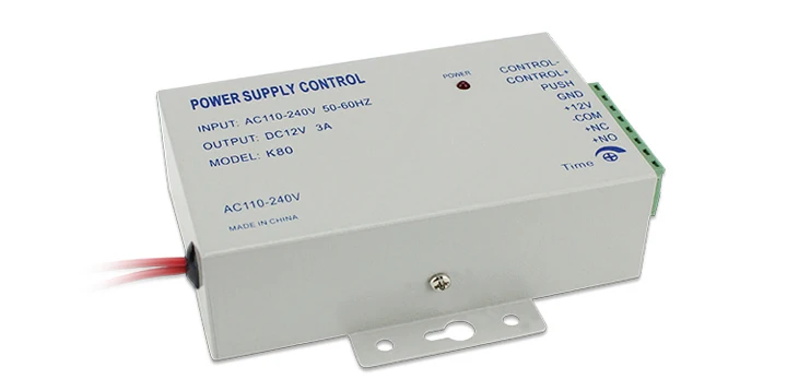 12VDC Access Control Power Supply Switch 3A/5A Time Delay Adjustable AC90V-260V Input NO/NC Output for 2 Electric Lock