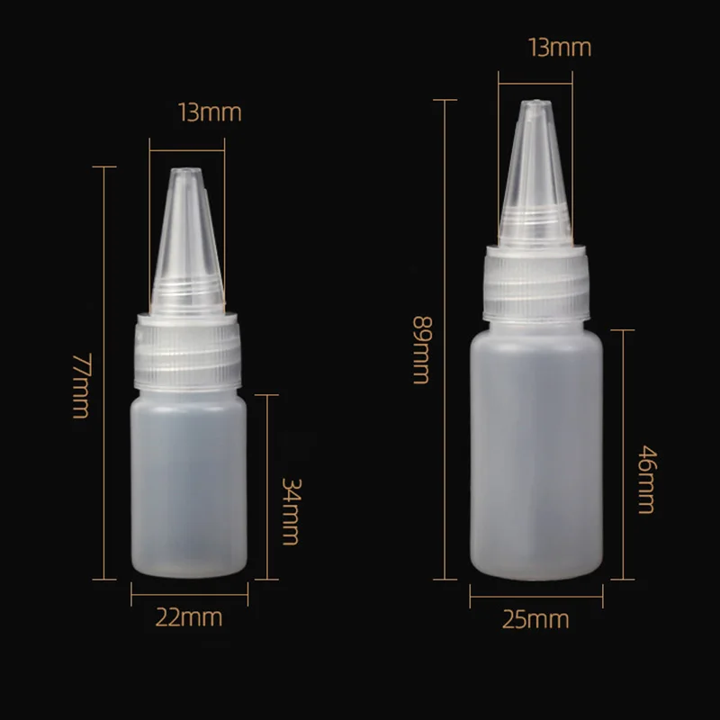 10pcs 10ML/20ML30ML/50ML Empty PE Plastic Glue Bottles With Screw-On Lids Squeeze Liquid Ink Oil Dropper Bottles With Cap New