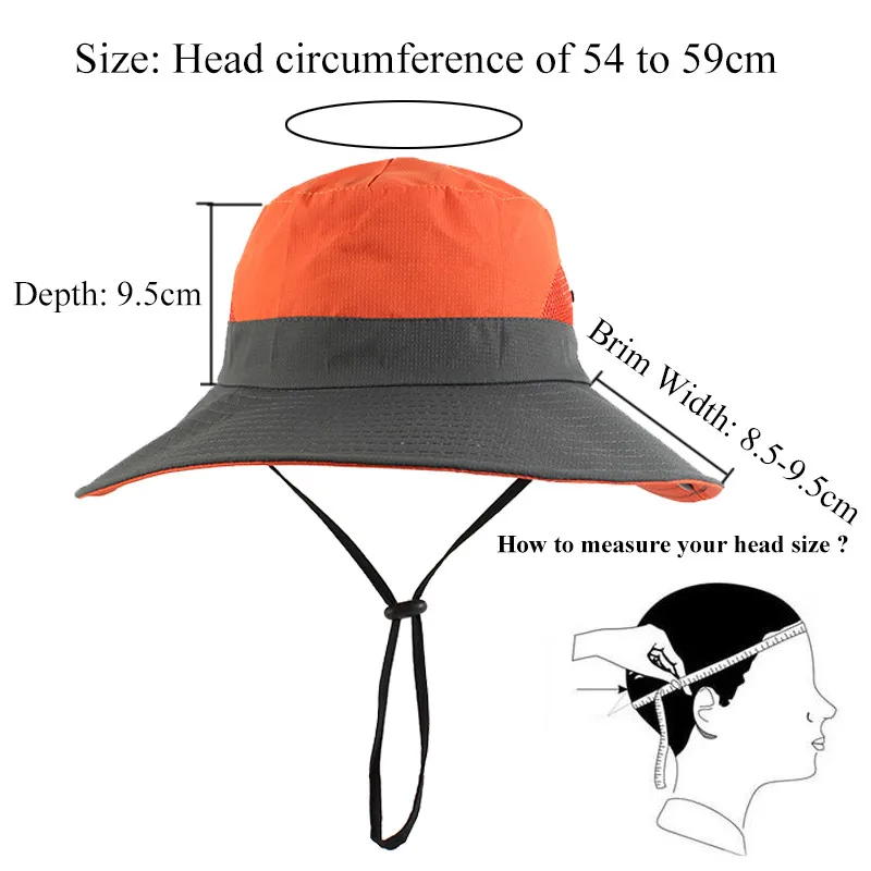 Impermeable UPF 50 + sol sombrero verano hombres mujeres pesca Boonie sombrero Sun UV protección borde ancho grande bob de senderismo al aire libre