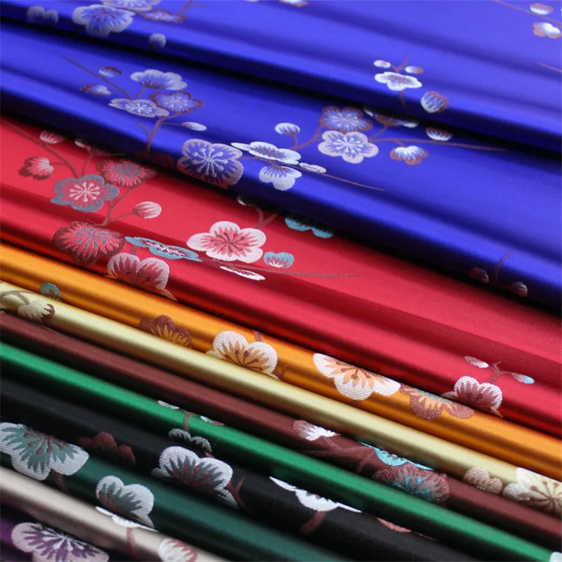 NEW48 Blue/Green/Red/Orange Flower Embroidery Chinese Style Jacquard Brocade Fabrics For Dress/Decoration DIY Sewing Materials