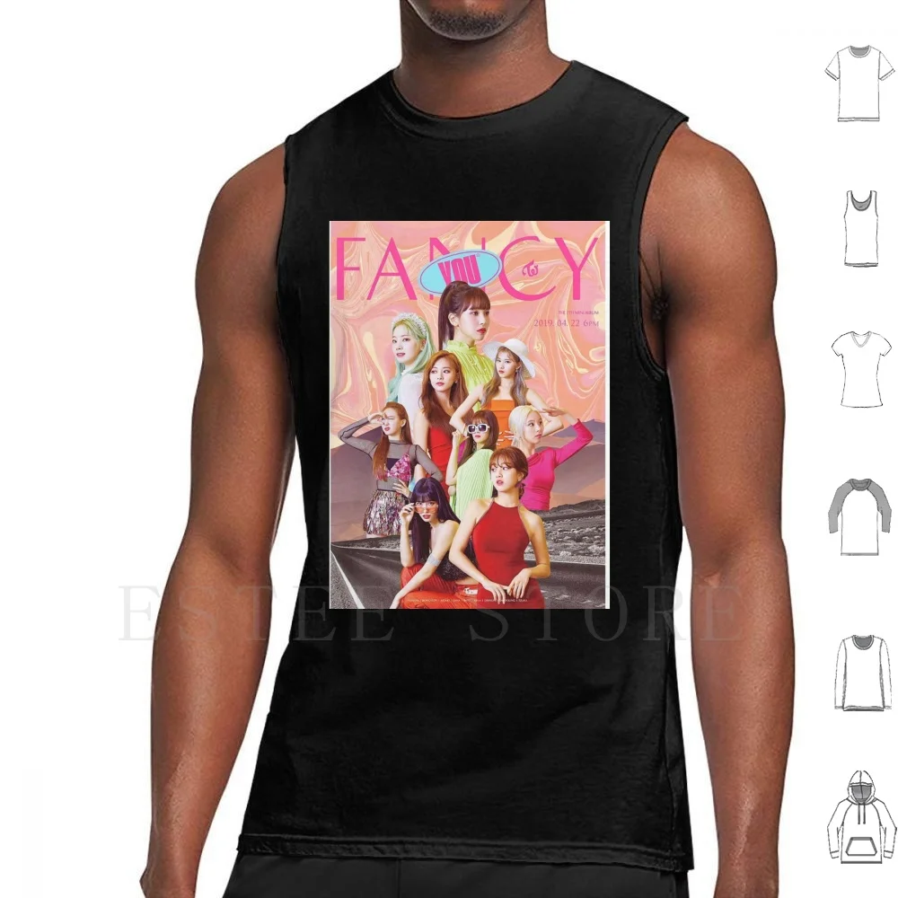 Twice Fancy Tank Tops Vest Cotton Twice Kpop Fancy Special More And More Korean Asian Momo Japanese Cute Kawaii Korean Pop Pink