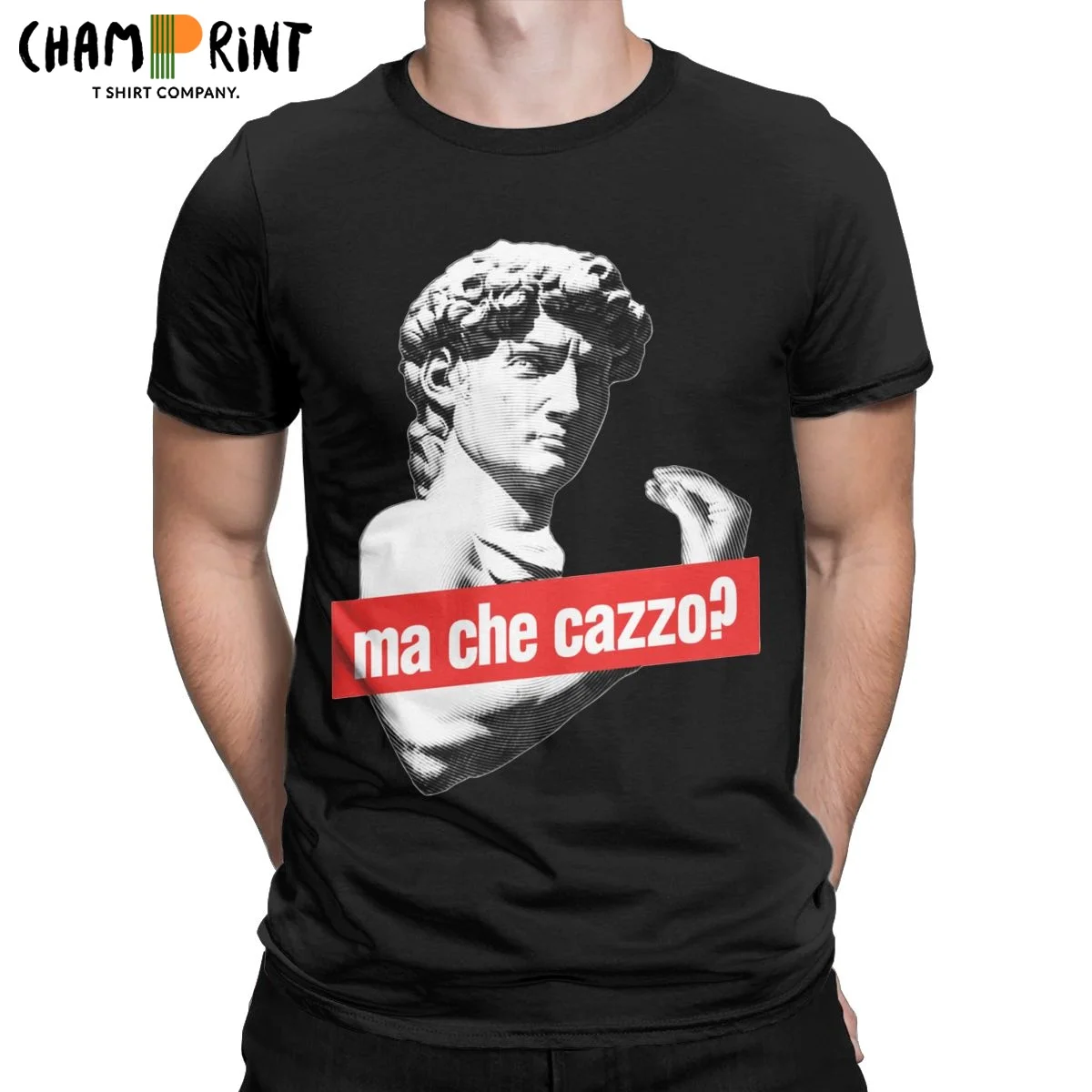 Ma Che Cazzo Michelangelo T-Shirts for Men David with Talking Hand 100% Cotton Tee Shirt Round Collar Short Sleeve T Shirts