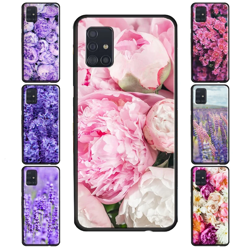 Purple Flower Lavender Peonies Case For Samsung Galaxy S20 FE S22 S21 Ultra S8 S9 S10 Note 10 Plus S10e Note 20 Ultra