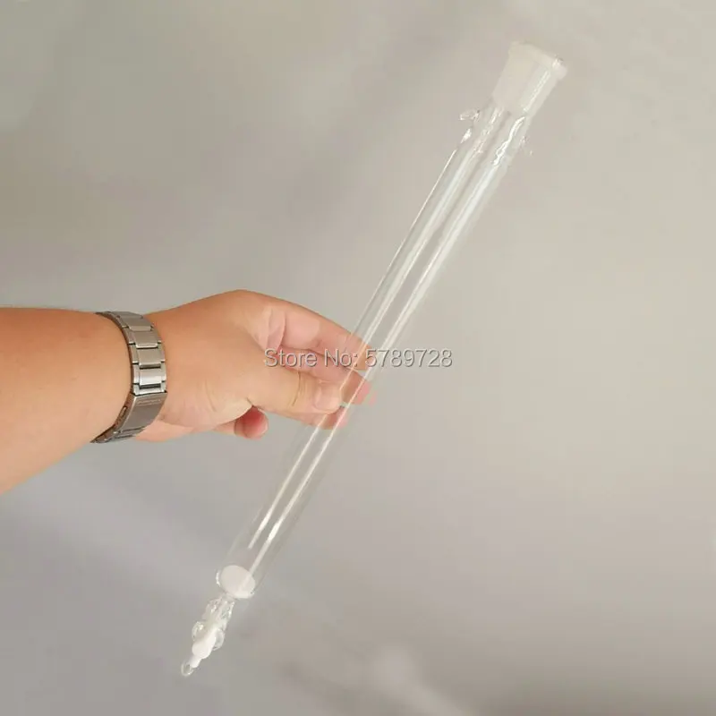 1pcs Caliber 24# glass chromatography column with tetrafluoro piston,sand core glass chromatography column with standard mouth