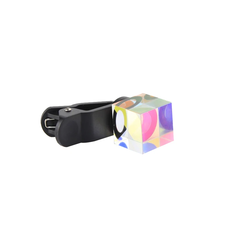 RGB Prism, 22*22*22mm Mobile Phone Lens Filter, Optical Glass Magic Glow Decorative, with Detachable Clip