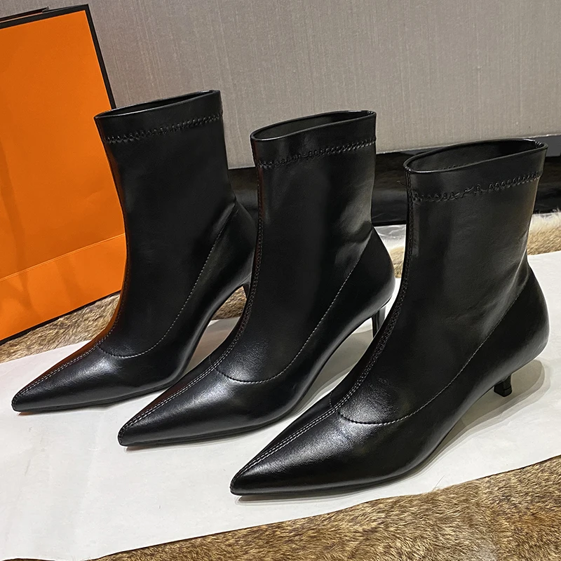 Size 34-41 High Heel Sexy Women Pointed Toe Ankle Boots British Woman Footwear Female High Heeled Boots New Slip On Sexy  Boots