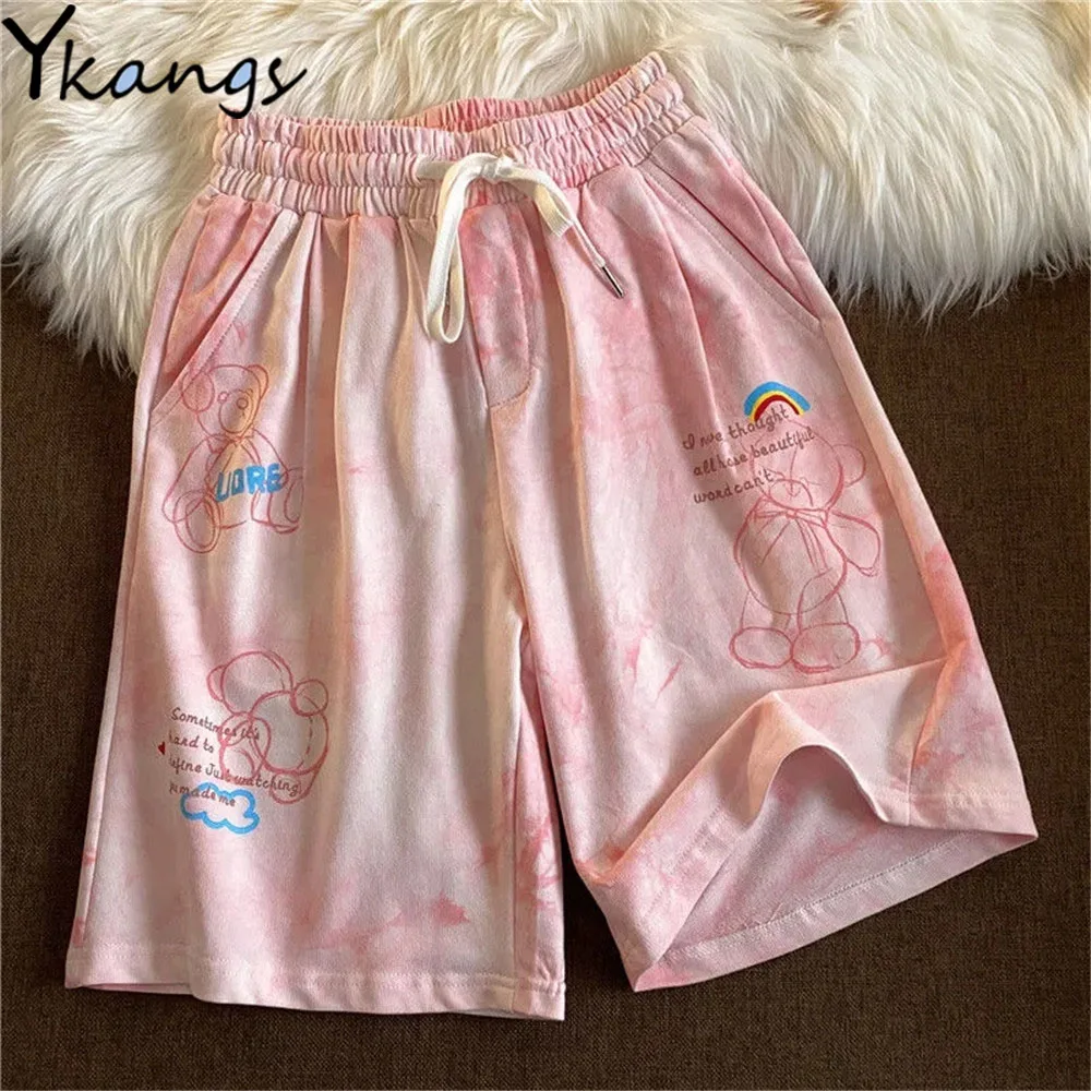 

Tie Dye Summer Women Clothes High Waist Casual Cycling Basic Shorts Basic Harajuku Fashion Sports Sweat Biker Capri Pants Female