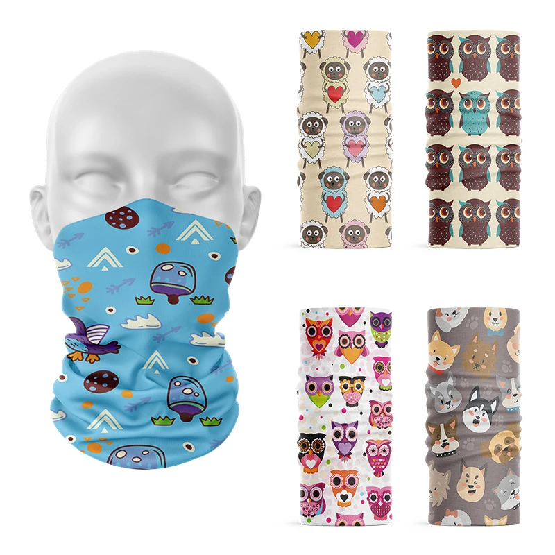 Mini pañuelo para la cabeza con estampado 3D para mujer, para el cuello polaina, bufanda Tubular de animales de dibujos animados, Bandana sin