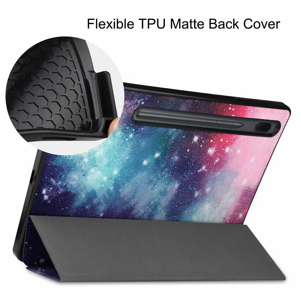 

Настольные чехлы из ТПУ для Samsung Galaxy Tab S7 FE S8 S7 Plus, чехол 12,4 дюйма S7FE 5G T730 T976B X800, чехол из искусственной кожи с автоматическим режимом сна