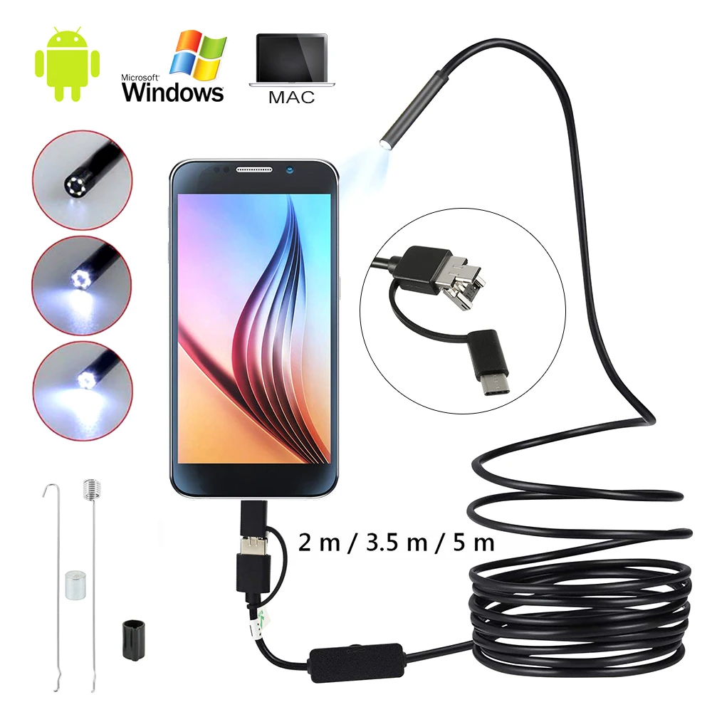 

Far Focus Endoscope for Cars Android Mobile Phone 5.5mm Endoscopic Sewer Borescope 720P Usb Inspection Camera Fish Hunting Tool