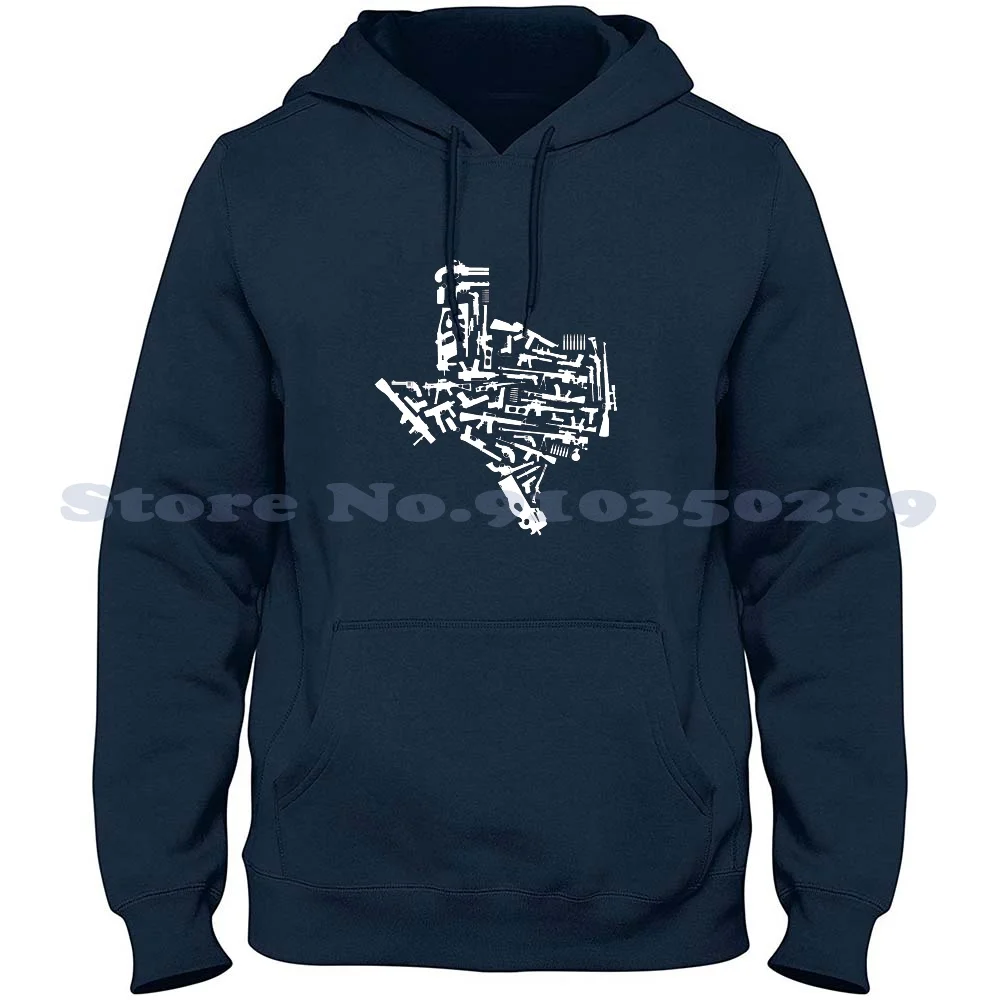 Texas Gun Map 2Nd Amendment 100% Cotton Hoodie T-Shirt Texas Lone Star State Longhorn Flag Football Tech University Rangers