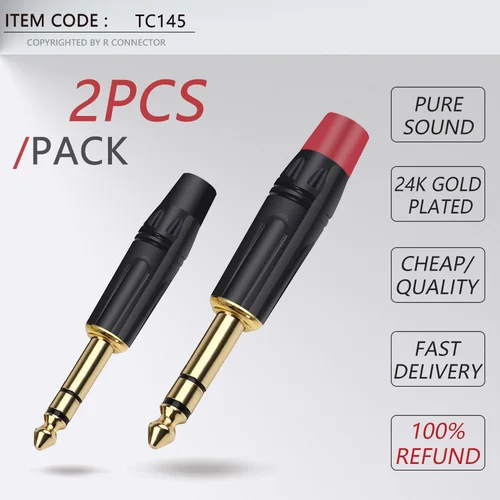 Imagen 2 del producto 2 uds estéreo 6,35 MM Jack 6,3 MM enchufe macho conector de cable de soldadura conector Jack de micrófono estéreo de 1/4 pulgadas