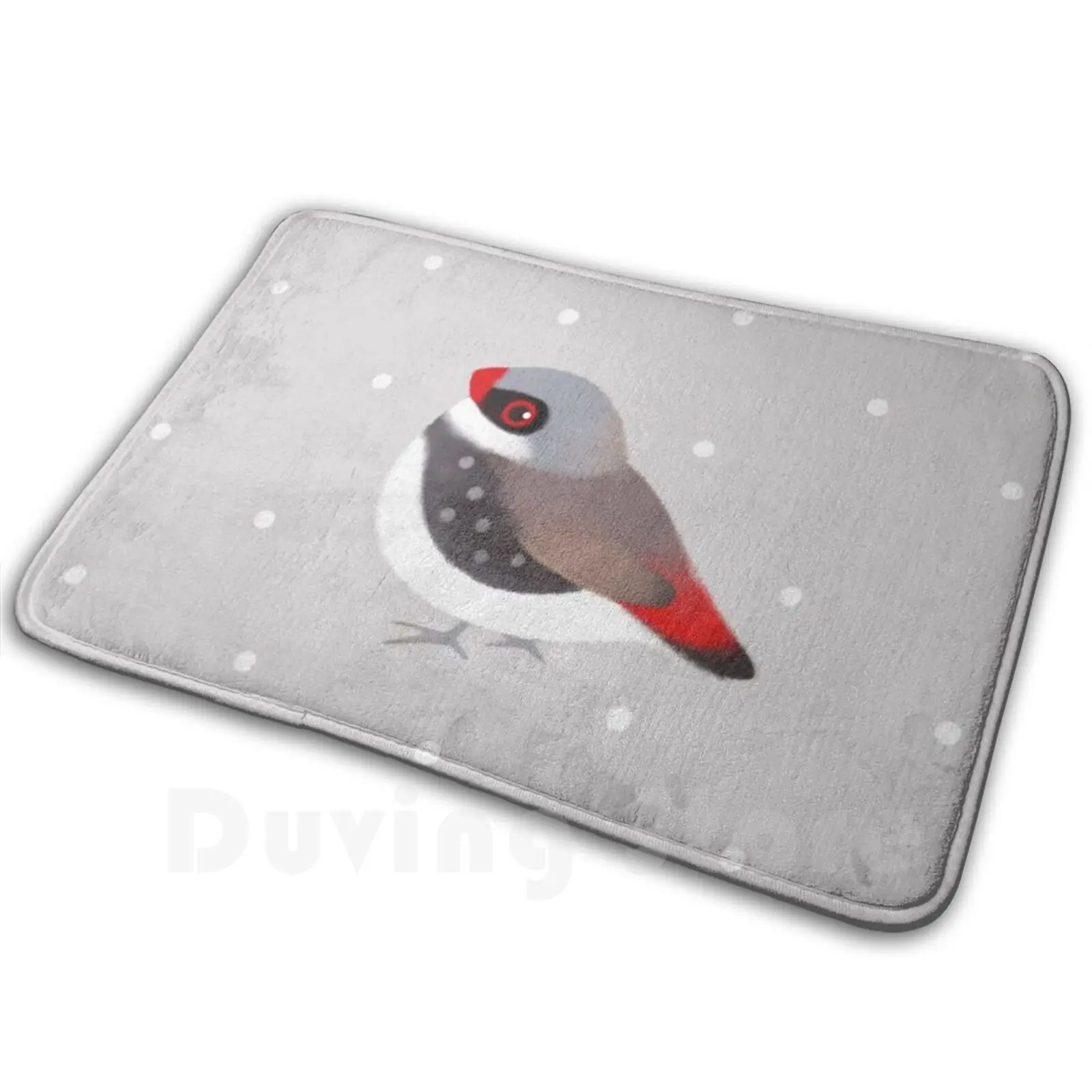 Diamond Firetail Soft Non-Slip Mat Rug Carpet Cushion Diamond Firetail Bird Animal Diamond Sparrow Sparrow Snow Winter