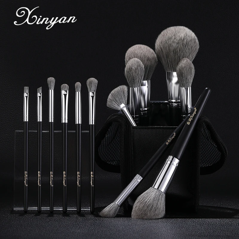 XINYAN Black Makeup Brushes Set Professional Eye Cosmetics Foundation Powder Blush Eyeshadow Blending Makeup Brushes Beauty Tool