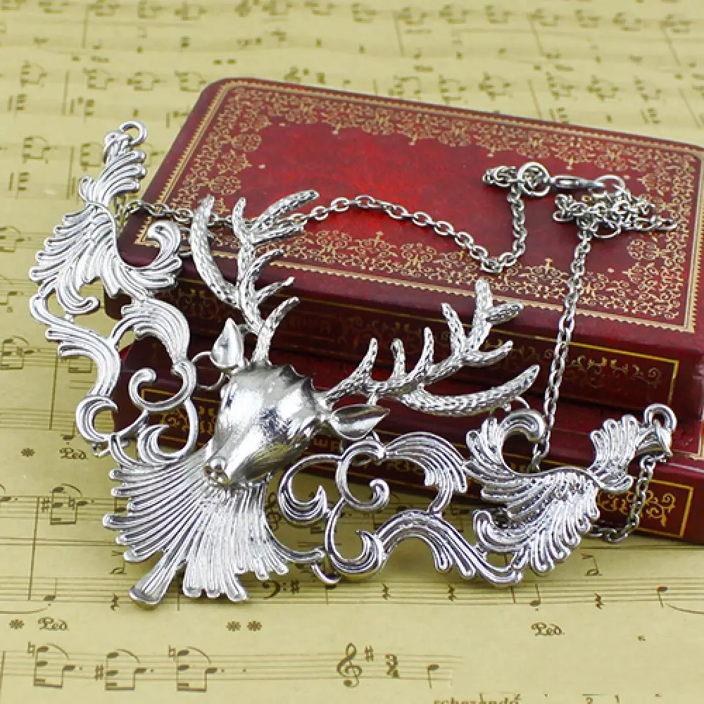 50% Wholesales Women Retro Statement Alloy Hollow Deer Head Pendant Insects Necklace Gift