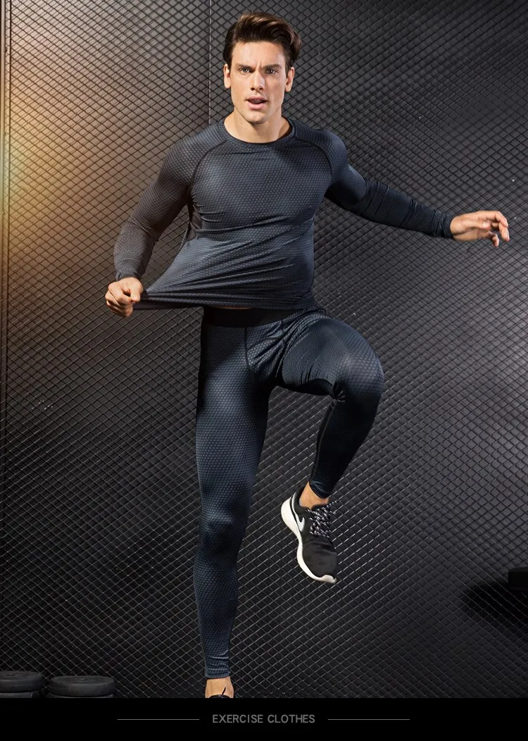 Ensemble de marque pour hommes avec tête de mort 3D, sous-pantalon à Compression, survêtement, couche de base chaude 4xl