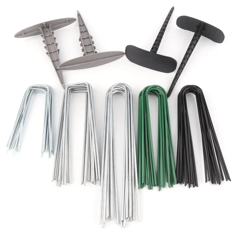 50pcs Weedmat Fixing Ground Nail Insect Control Net Fix Nail Greenhouse Film Pegs Lawn Ground Stake Spike Fix Tools