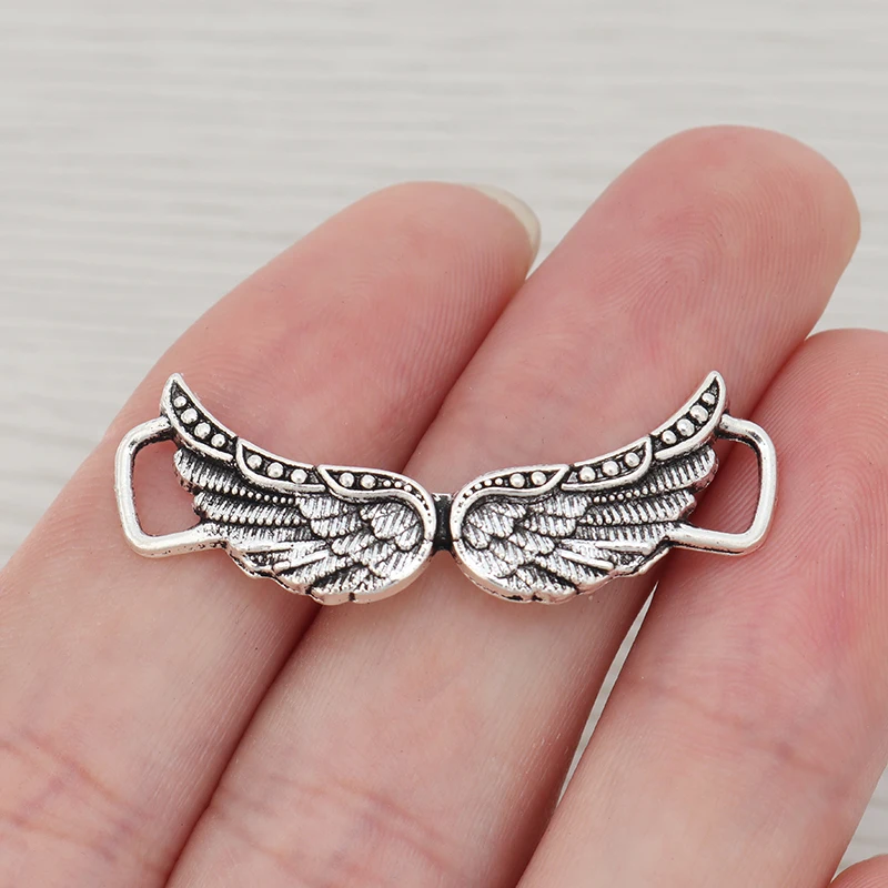 

15 x Tibetan Silver Angel Wings Feathers Charms Pendants Connectors for DIY Necklace Bracelet Jewelry Making Finding Accessories