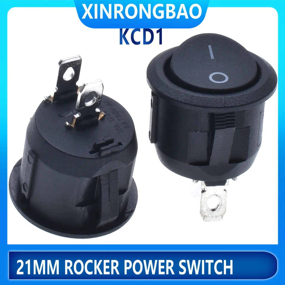 

10PCS Rocker Switch On Off Push Buttom Switch 2 Pins 2 Way 6A250V Boat Switch Control power black Hot sale KCD1-02 Rocker Switch