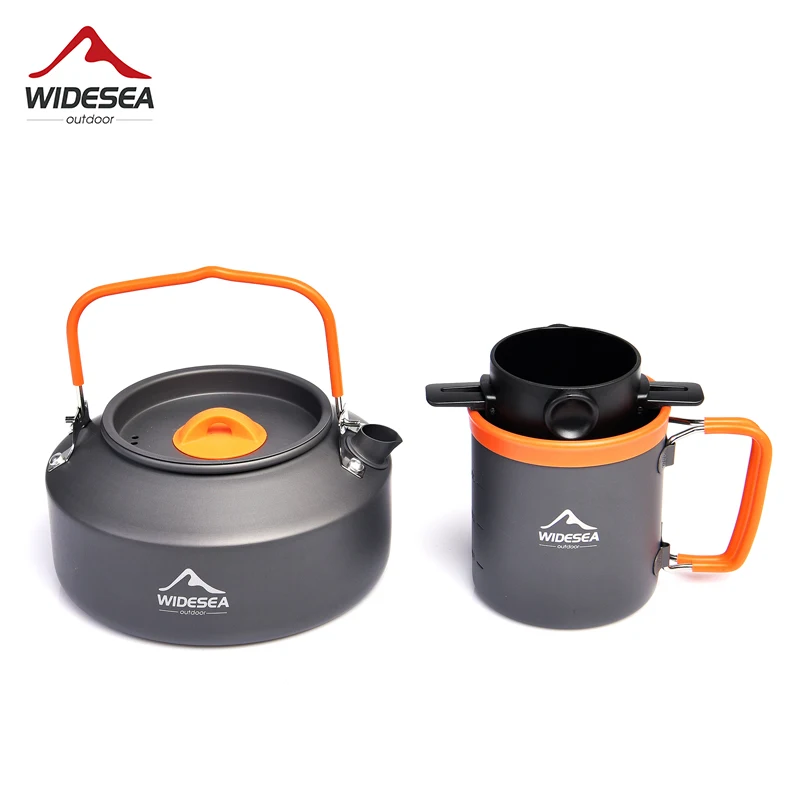 Widesea Camping Coffee Cookware Set Outdoor Tableware Equipment Mug  Kettle Pot Cooking Teapot Filter Rack Cup Cauldron Tourism