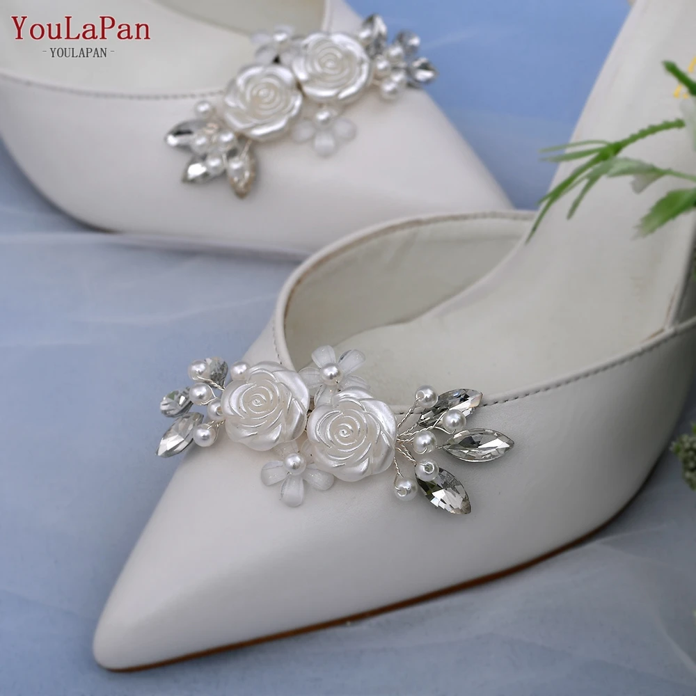 Youlapan X25 Elegante Strass Parel Schoenen Clips Bloem Patroon Hakken Schoen Accessoires Vrouwen Bruids Schoen Accessoires 2021