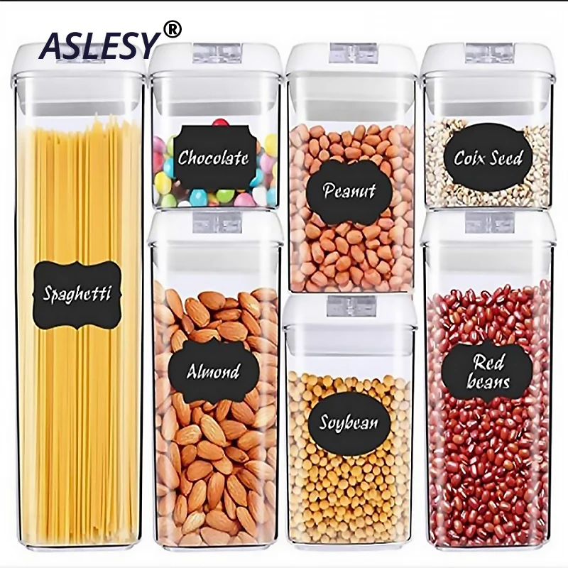 

Air-Tight Food Storage Container for Cereals Easy Lock Sealed Jar Plastic Transparent Milk Powder Grains Candy Kitchen Organizer