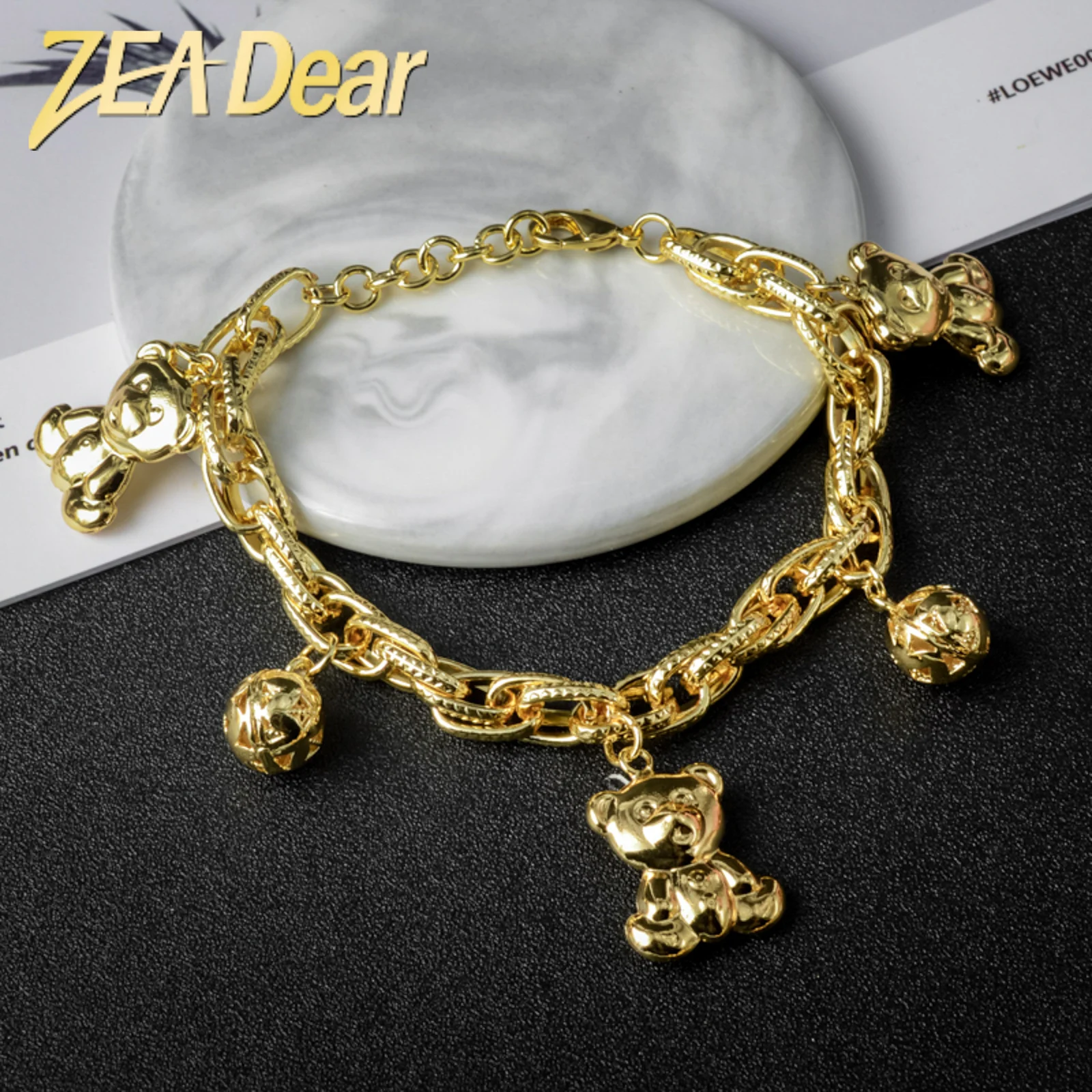 ZEADear Jewelry 2022 Fashion Teddy Bear Ball Charm Bracelets For Women Hand Chains Link Chain  High Quality For Engagement Gift