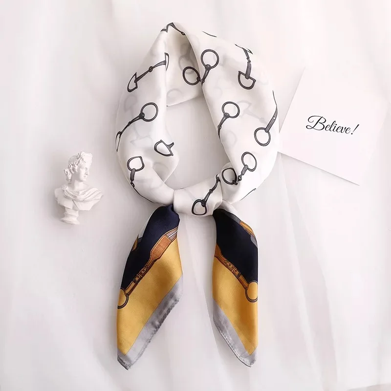 70*70cm Fashion Handkerchief Print Silk Satin Neck Scarf Women Small Shawl Hair Female office Lady bandanna foulard muffler wrap