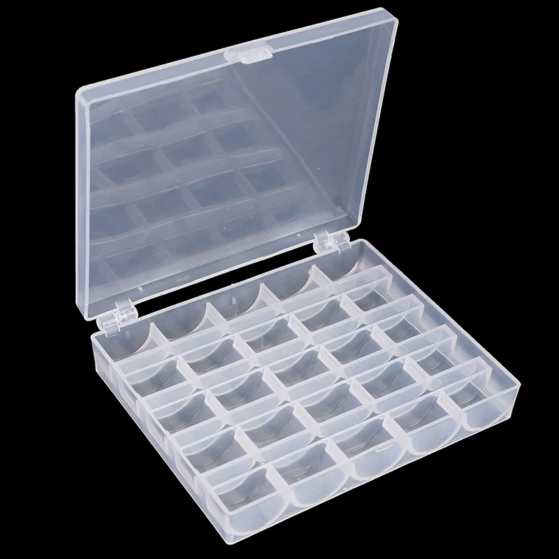 25/36Pcs New Clear Sewing Machine Bobbins Spools Empty Bobbins Spools Plastic Storage Box For Home Sewing Tools