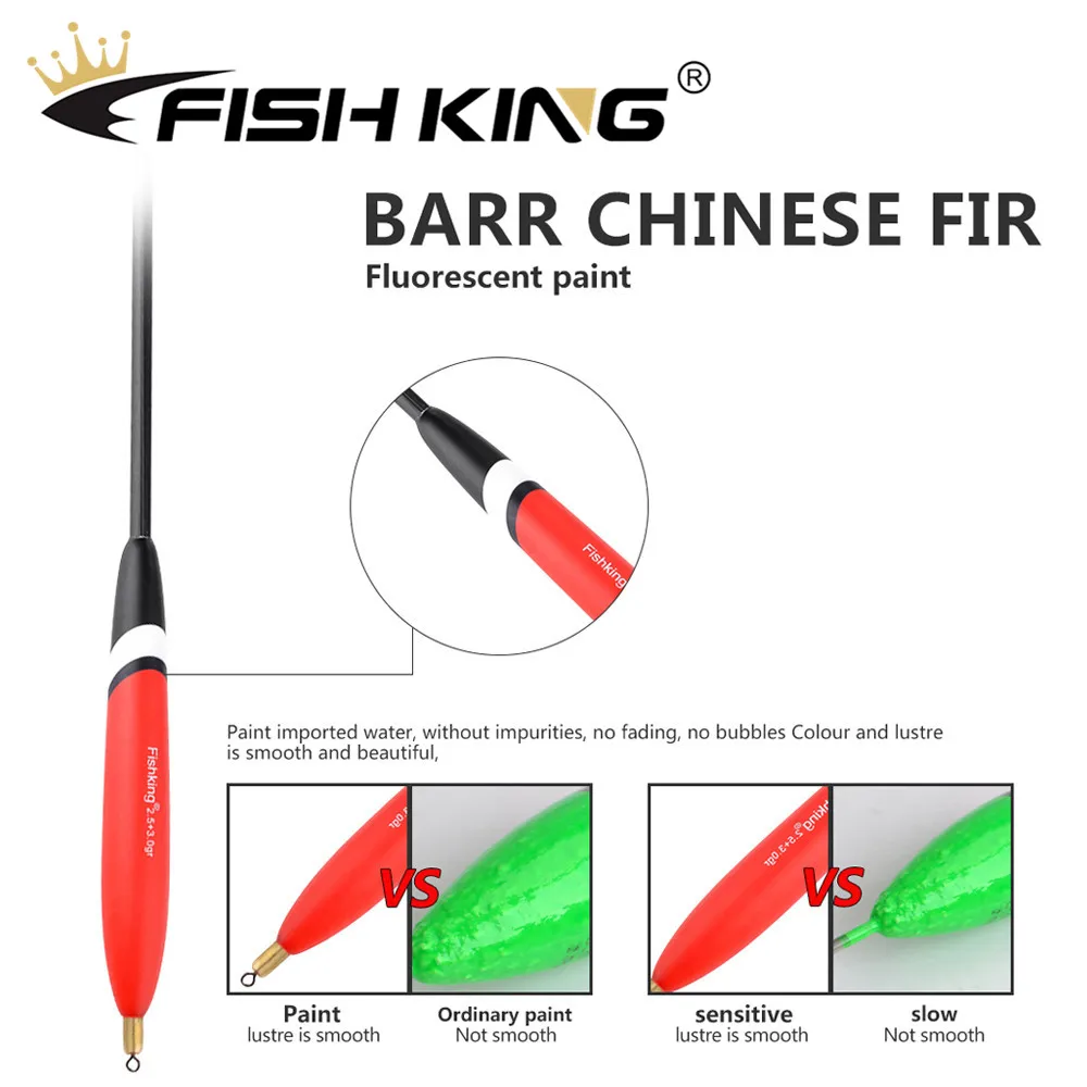 FISH KING 4pcs/pack Barguzinsky Fir Float 1.2+2.0g/1.5+1.5g/2.0+2.0g/2.5+3.0g Balsa Bobber Cork Vertiacl Buoy Carp Fishing Float