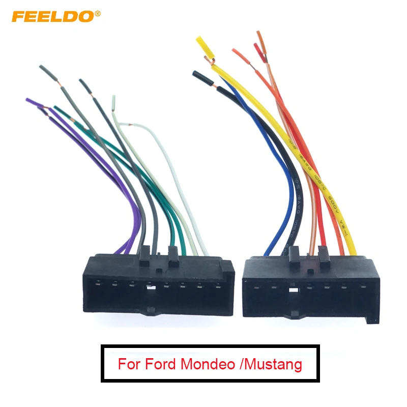 FEELDO 1Pair Car Radio Audio Stereo Amplifier Sub Interface Wire Harness For Ford 1987-1993 Mustang #AM2957