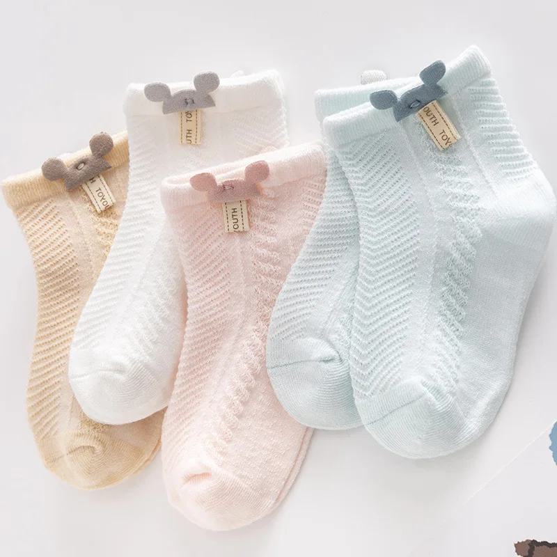 3 Pairs / lot Baby Socks Mesh Socks Thin Cotton Models Boys Girls Socks Boneless Suture Newborn Socks Accessories Children Socks