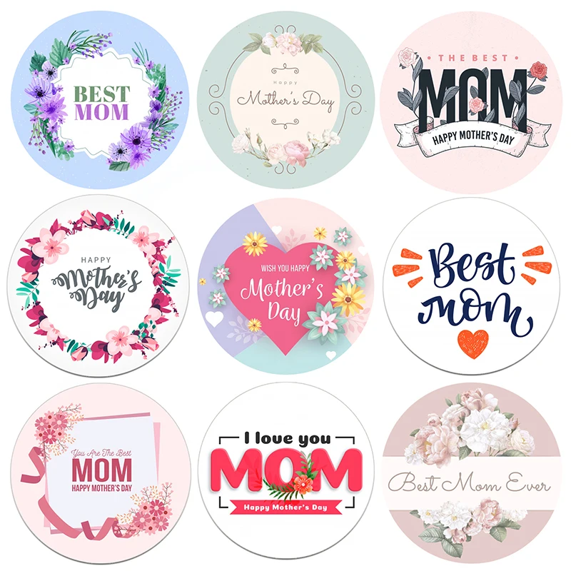 Mother's Day Decorative Stickers Gift Box Bag Seal Labels Self-adhesive DIY Party Stickers Moms Birthday Gift Decor for Mom