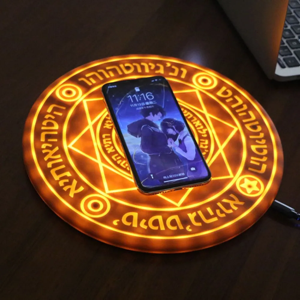 Universal Qi Fast Charging Wireless Charger 10W Glowing Magic Array  Wireless Charger for iPhone Samsung Universal Mobile Phone