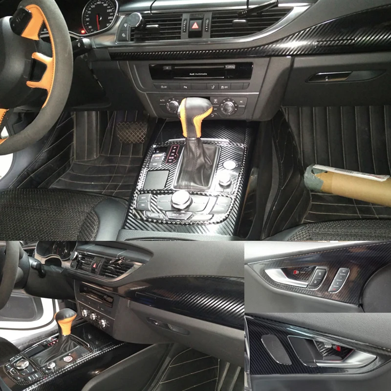 Car-Styling 3D/5D Carbon Fiber Car Interior Center Console Color Change Molding Sticker Decals For Audi A7 2011-2018