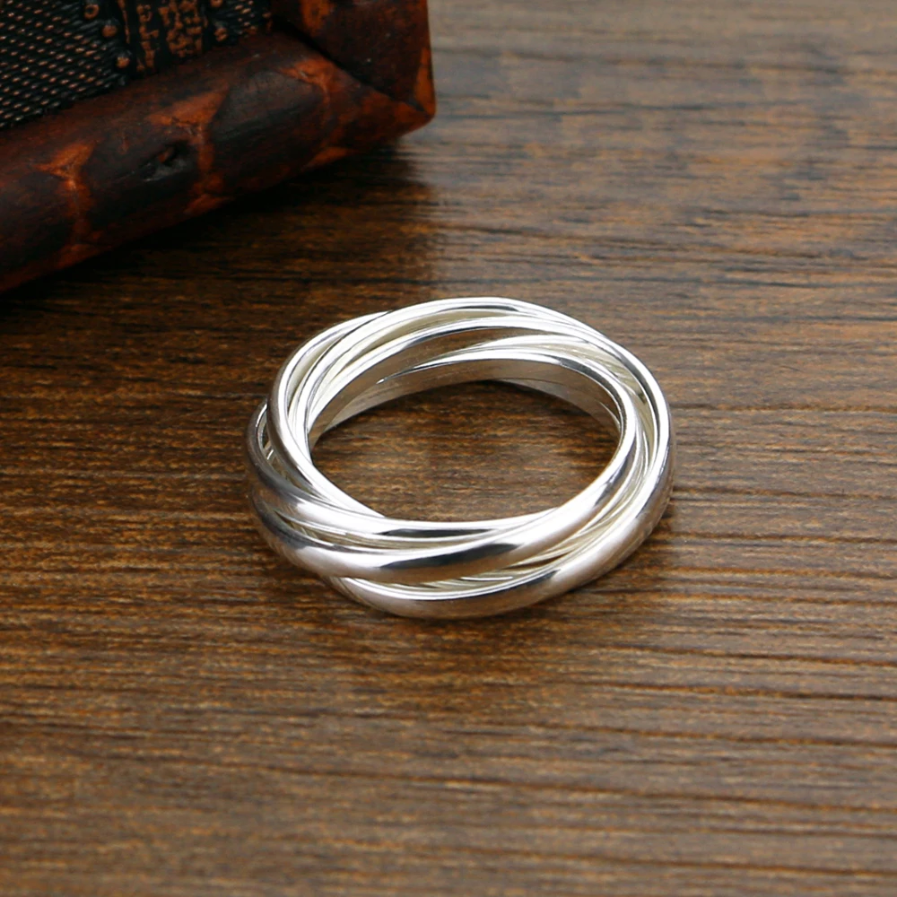 Fashion Solid 925 Sterling Silver Three Rings Set Charm Fine Jewelry Combinations Lucky Birthday Gift for Women