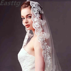 Romantic Hot Sale Wedding Veil Lace Cathedral wedding accessories White Ivory 3 M  Long Voile Marriage Bridal Veils With Comb