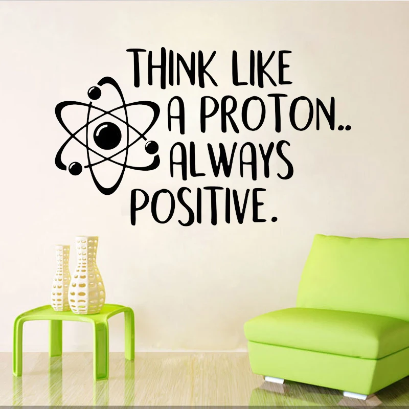 Think Like A Proton Always Positive Wall Decal Science Poster Inspirational Quote Wall Sticker School Education Vinyl Art Decals